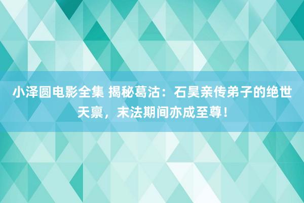小泽圆电影全集 揭秘葛沽：石昊亲传弟子的绝世天禀，末法期间亦成至尊！