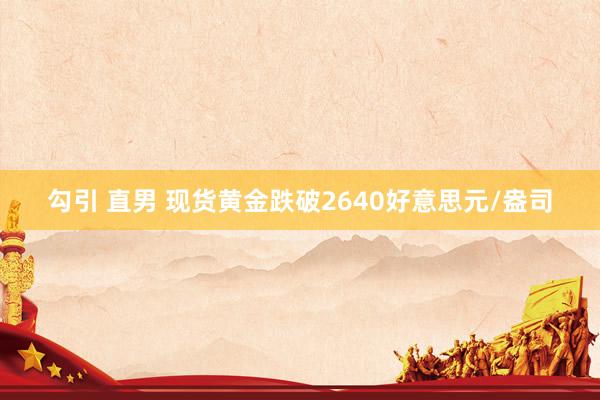 勾引 直男 现货黄金跌破2640好意思元/盎司