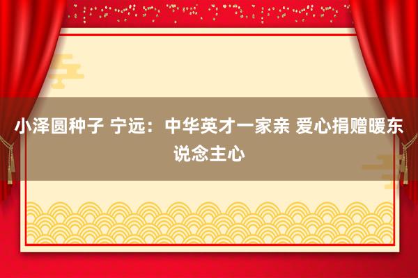 小泽圆种子 宁远：中华英才一家亲 爱心捐赠暖东说念主心