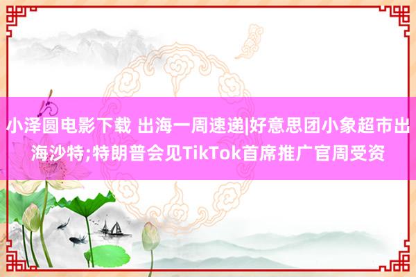 小泽圆电影下载 出海一周速递|好意思团小象超市出海沙特;特朗普会见TikTok首席推广官周受资