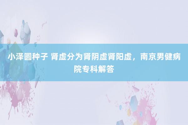 小泽圆种子 肾虚分为肾阴虚肾阳虚，南京男健病院专科解答