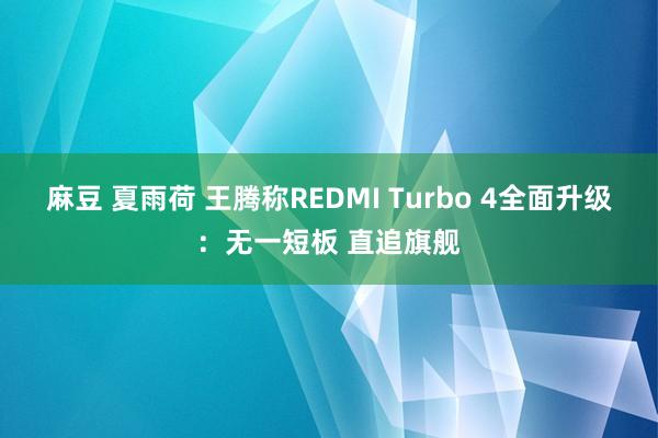 麻豆 夏雨荷 王腾称REDMI Turbo 4全面升级：无一短板 直追旗舰