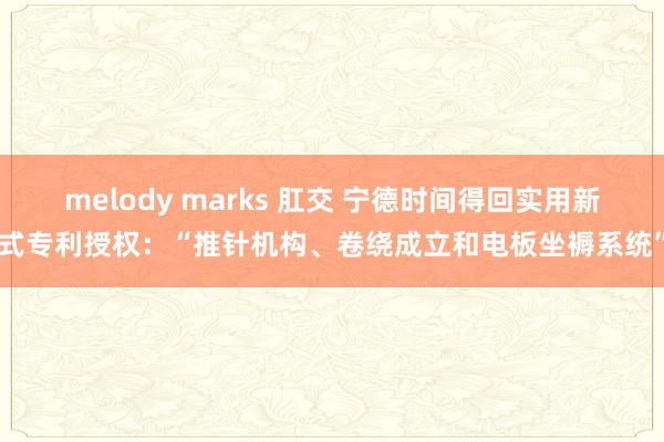 melody marks 肛交 宁德时间得回实用新式专利授权：“推针机构、卷绕成立和电板坐褥系统”