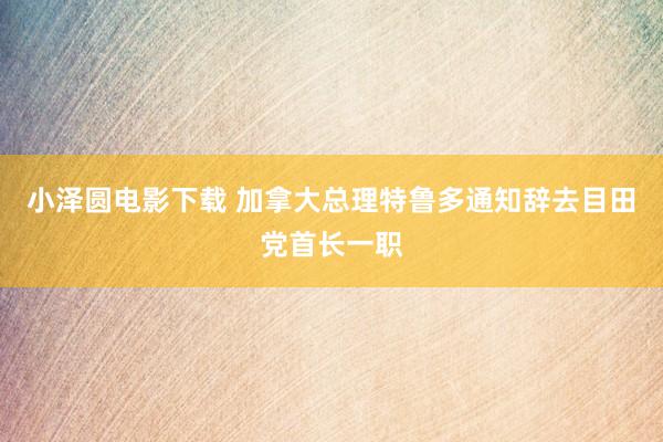 小泽圆电影下载 加拿大总理特鲁多通知辞去目田党首长一职