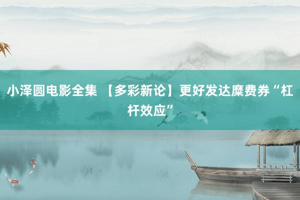 小泽圆电影全集 【多彩新论】更好发达糜费券“杠杆效应”