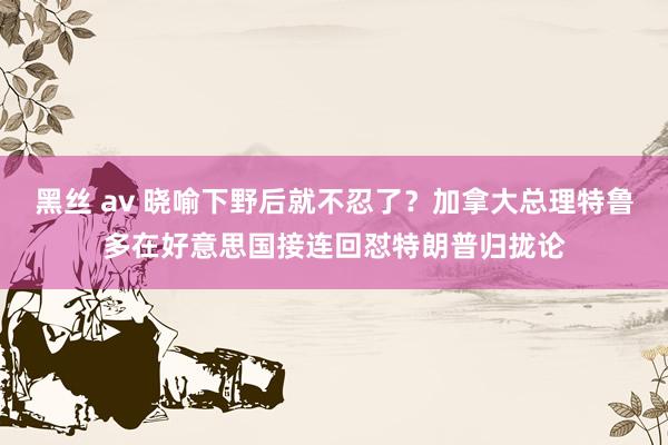 黑丝 av 晓喻下野后就不忍了？加拿大总理特鲁多在好意思国接连回怼特朗普归拢论