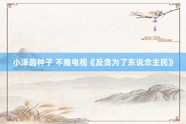 小泽圆种子 不雅电视《反贪为了东说念主民》