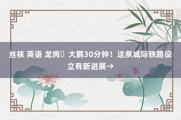 丝袜 英语 龙岗⇌大鹏30分钟！这条城际铁路设立有新进展→