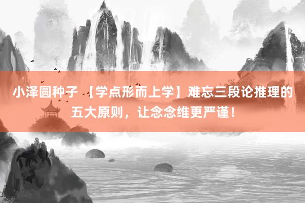 小泽圆种子 【学点形而上学】难忘三段论推理的五大原则，让念念维更严谨！