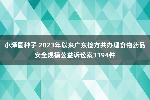 小泽圆种子 2023年以来广东检方共办理食物药品安全规模公益诉讼案3194件
