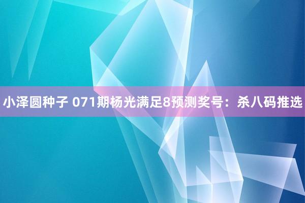 小泽圆种子 071期杨光满足8预测奖号：杀八码推选