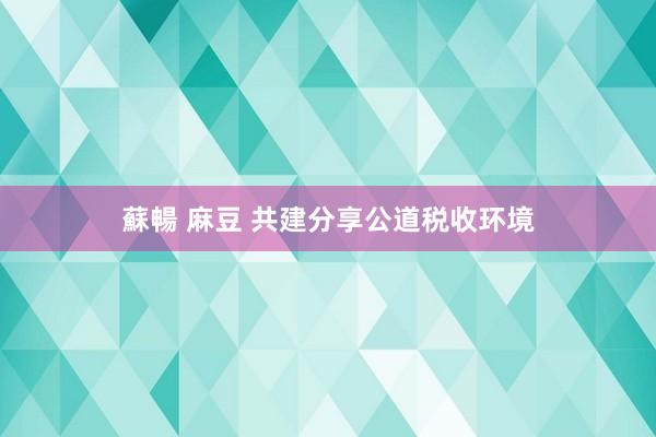 蘇暢 麻豆 共建分享公道税收环境