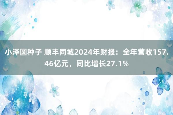 小泽圆种子 顺丰同城2024年财报：全年营收157.46亿元，同比增长27.1%