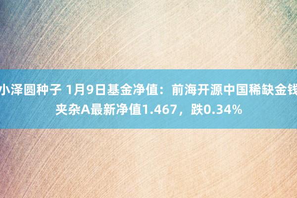 小泽圆种子 1月9日基金净值：前海开源中国稀缺金钱夹杂A最新净值1.467，跌0.34%