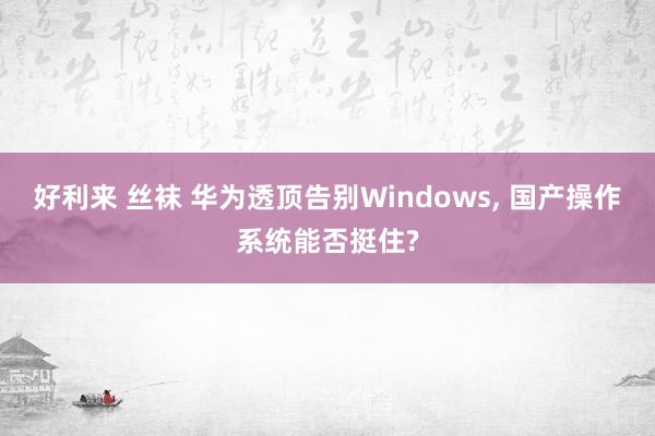 好利来 丝袜 华为透顶告别Windows, 国产操作系统能否挺住?