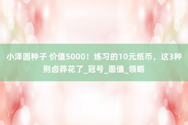 小泽圆种子 价值5000！练习的10元纸币，这3种别卤莽花了_冠号_面值_领略
