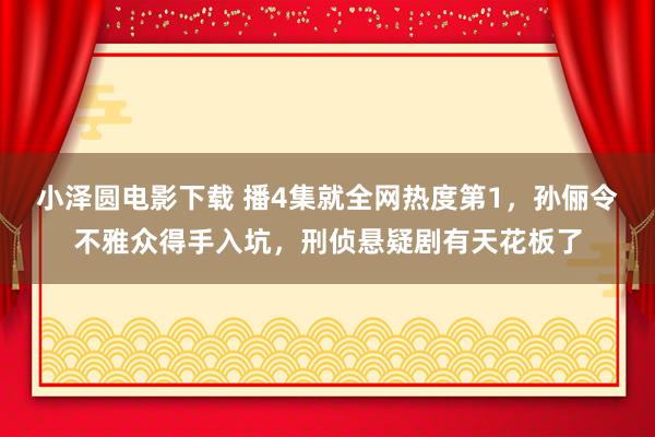 小泽圆电影下载 播4集就全网热度第1，孙俪令不雅众得手入坑，刑侦悬疑剧有天花板了