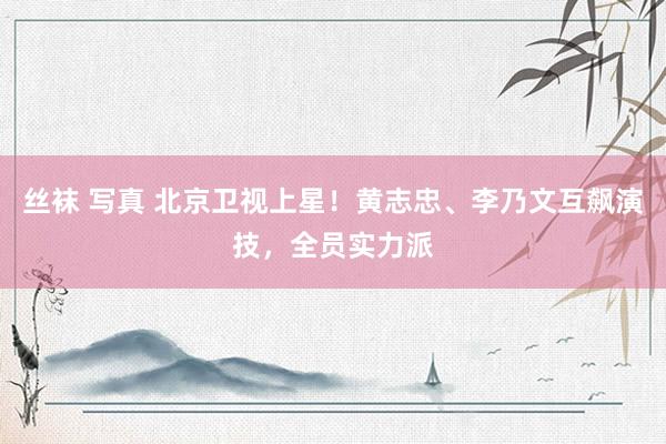 丝袜 写真 北京卫视上星！黄志忠、李乃文互飙演技，全员实力派