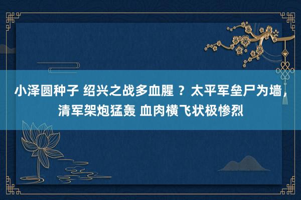小泽圆种子 绍兴之战多血腥 ？太平军垒尸为墙，清军架炮猛轰 血肉横飞状极惨烈