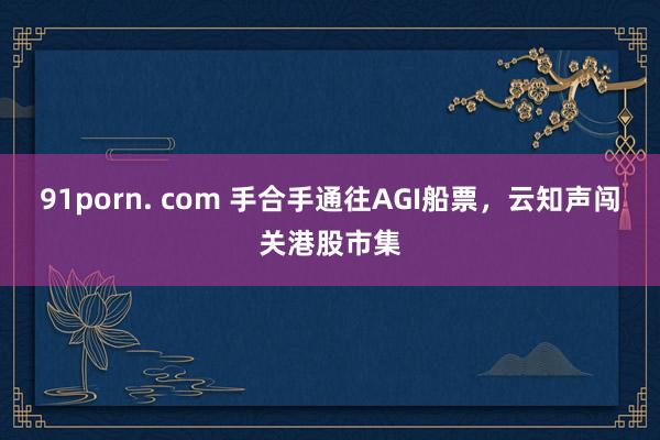 91porn. com 手合手通往AGI船票，云知声闯关港股市集