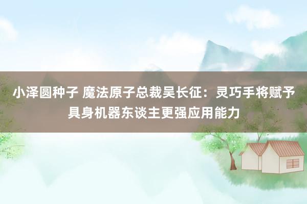 小泽圆种子 魔法原子总裁吴长征：灵巧手将赋予具身机器东谈主更强应用能力