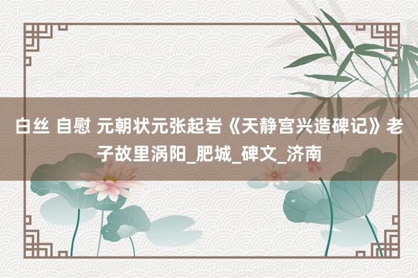 白丝 自慰 元朝状元张起岩《天静宫兴造碑记》老子故里涡阳_肥城_碑文_济南