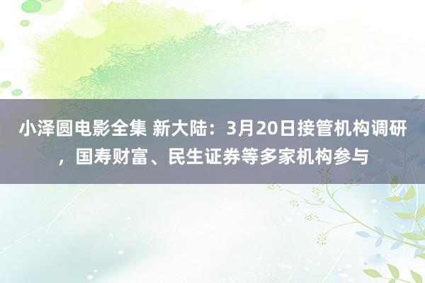 小泽圆电影全集 新大陆：3月20日接管机构调研，国寿财富、民生证券等多家机构参与