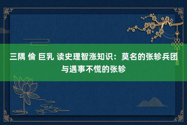 三隅 倫 巨乳 读史理智涨知识：莫名的张轸兵团与遇事不慌的张轸
