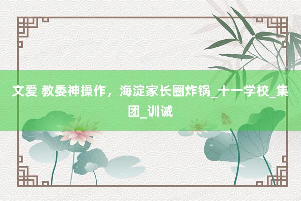 文爱 教委神操作，海淀家长圈炸锅_十一学校_集团_训诫