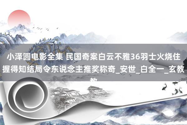 小泽圆电影全集 民国奇案白云不雅36羽士火烧住握得知结局令东说念主推奖称奇_安世_白全一_玄教