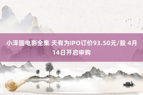 小泽圆电影全集 天有为IPO订价93.50元/股 4月14日开启申购