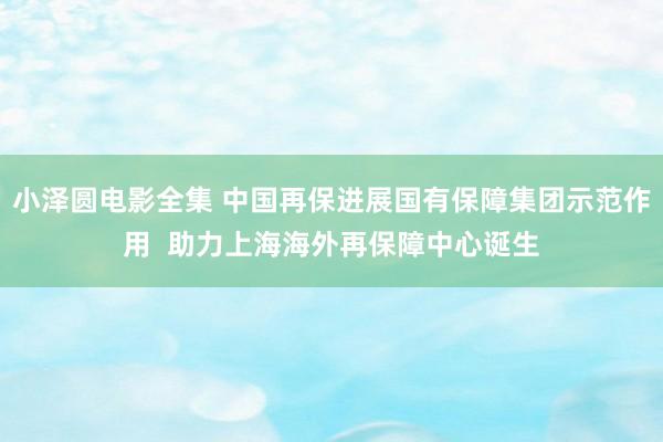 小泽圆电影全集 中国再保进展国有保障集团示范作用  助力上海海外再保障中心诞生