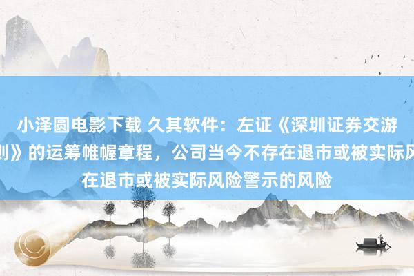 小泽圆电影下载 久其软件：左证《深圳证券交游所股票上市规则》的运筹帷幄章程，公司当今不存在退市或被实际风险警示的风险