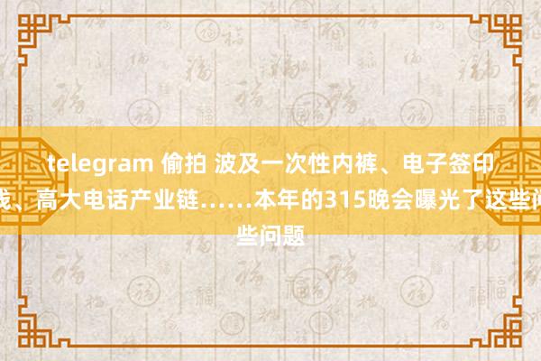 telegram 偷拍 波及一次性内裤、电子签印子钱、高大电话产业链……本年的315晚会曝光了这些问题