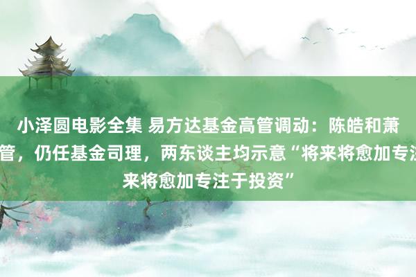 小泽圆电影全集 易方达基金高管调动：陈皓和萧楠卸任高管，仍任基金司理，两东谈主均示意“将来将愈加专注于投资”