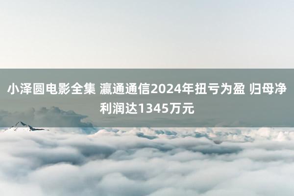 小泽圆电影全集 瀛通通信2024年扭亏为盈 归母净利润达1345万元