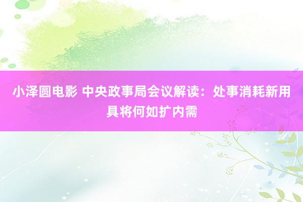 小泽圆电影 中央政事局会议解读：处事消耗新用具将何如扩内需