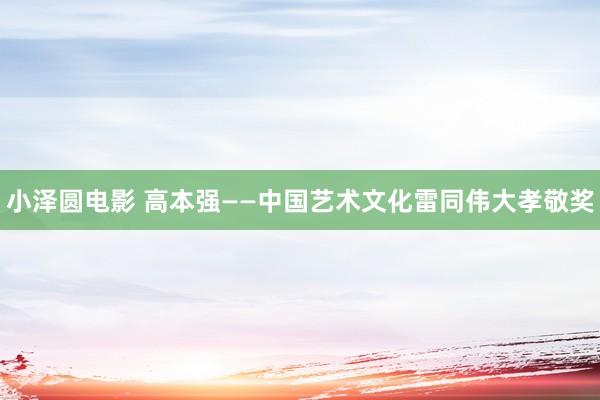小泽圆电影 高本强——中国艺术文化雷同伟大孝敬奖